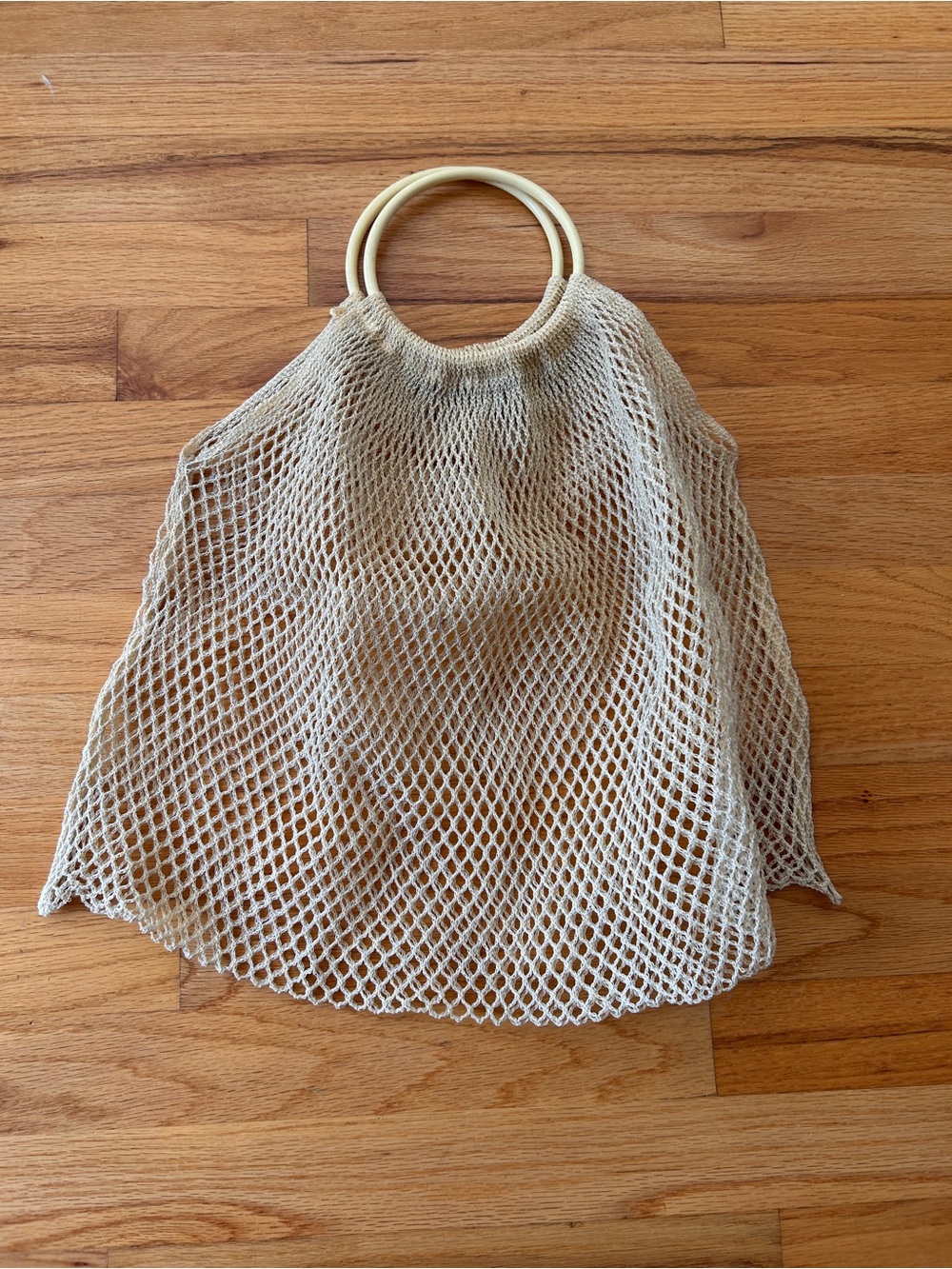 Neutral Mesh Tote Bag with Circular Handles
